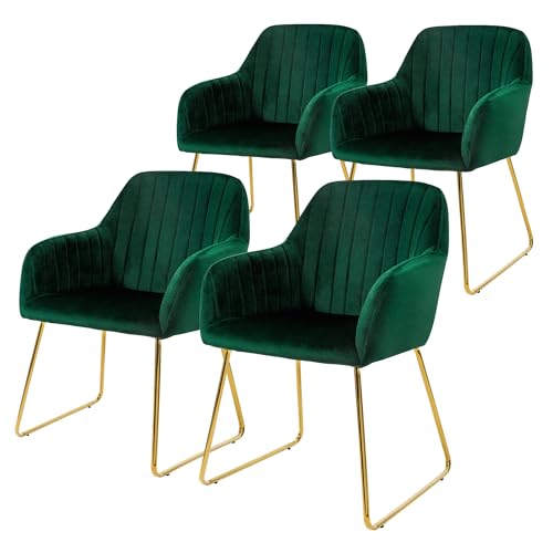Ml-Design Juego De 4x Sillas De Comedor Verdes Asiento Ergonómico Acolchado Tapizado De Terciopelo, Patas De Metal Dorado Sillón De Diseño Moderno Para Mesa De Salón Escritorio Dormitorio O Cocina Ml-Design Juego De 4x Sillas De Comedor Verdes Asiento Ergonómico Acolchado Tapizado De Terciopelo, Patas De Metal Dorado Sillón De Diseño Moderno Para Mesa De Salón Escritorio Dormitorio O Cocina
