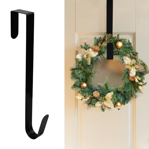 Wreath Hanger for Front Door Metal Wreath Door Hanger, Over The Door Wreath Hanger for Christmas Halloween Wreath & Daily Use