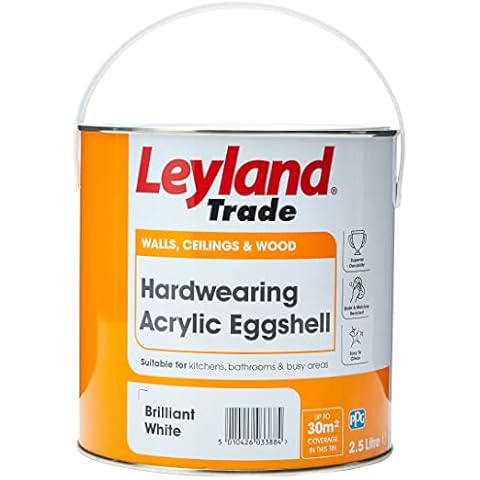 Leyland Trade Acrylic Eggshell Paint - Brilliant White 2.5L Cover