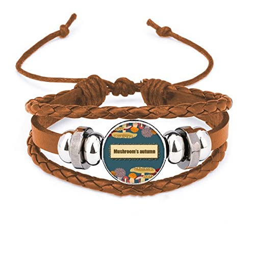 Bracelet en cuir motif champignon bleu, un bijou artisanal élégant et durable