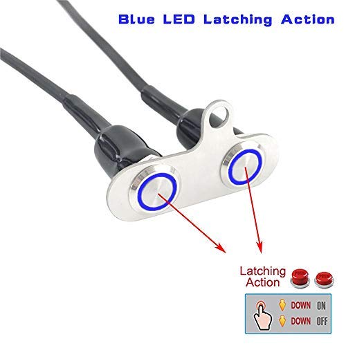 Miniatura 2 de Rayana Interruptor de motocicleta LED ATV de acero inoxidable para manillar de encendido y apagado, montaje ajustable, interruptor impermeable DC12V