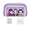YDora Large Cartoon Pencil Case with 3 Compartments, Pencil Bag for Boys and Girls,Includes 6 Pens and a Set of Rulers,Suitable for Kids Students Women Men (Purple)