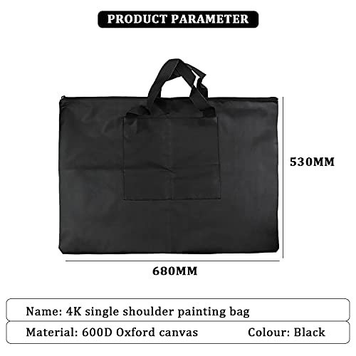 Quupy 1 Pcs Waterproof Canvas Art Portfolio Bag,Artist Drawing Tote Bag,For Putting Student Art Work And Artist Work,Black, 680Mmx530Mm #TOP1