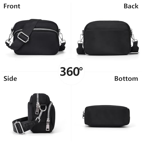 Image of Crossbody Bag for Women,Camera Sports Purses Lightweight Shoulder Bag Waterproof Purse with Adjustable Wide Strap (Black)