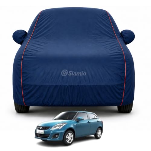 Image of Car Cover for Maruti Suzuki Dzire 2012-2016 | 100% Waterproof Heavy-Duty 3-Layer Car Body Cover | All-Weather Rain, UV, Heat & Dust Protection | Custom Fit | Mirror & Antenna Pockets |Navy Blue