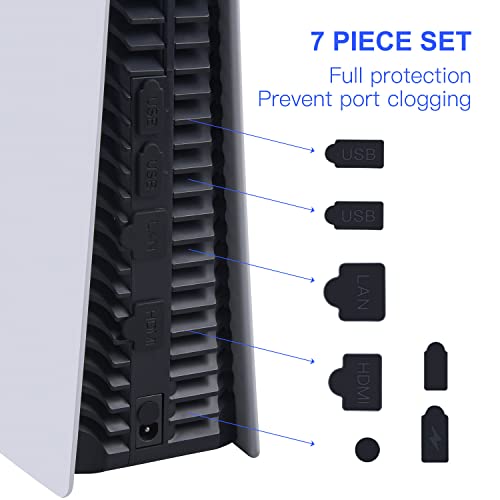 7Pcs Ps5 Silicone Anti Dust Plugs Set, Usb Hdmi Lan Type-C Interface Dustproof Cap For Sony Playstation 5 Host, Playstation 5 Console Anti-Scratch Anti-Fall Protector #TOP1