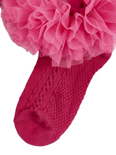 OYOANGLE Girl's 1 Pairs Cute Ruffle Trim Ankle Socks Breathable Lightweight Dress Sock3
