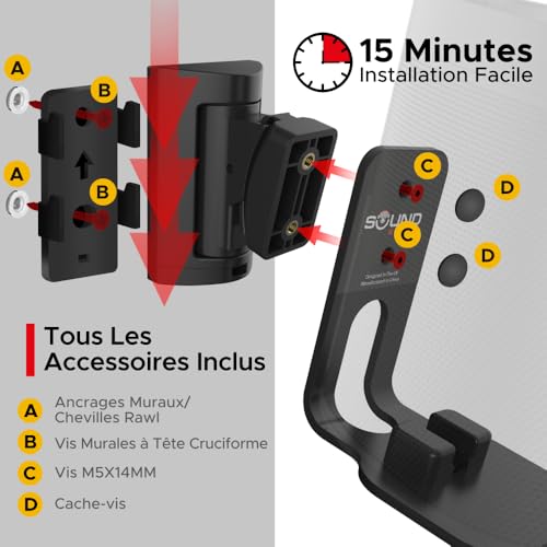 Support mural inclinable orientable double pour enceinte One et Play 1
