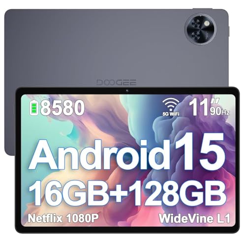 DOOGEE U11 Android 15 Tablet 11 Pulgadas, Tablet Niños 8580mAh 16GB RAM+128GB ROM (TF 2TB), Octa Core 5G WiFi | Widevine L1| Bluetooth 5.0 | 13MP+5MP | Face ID | GPS | OTG