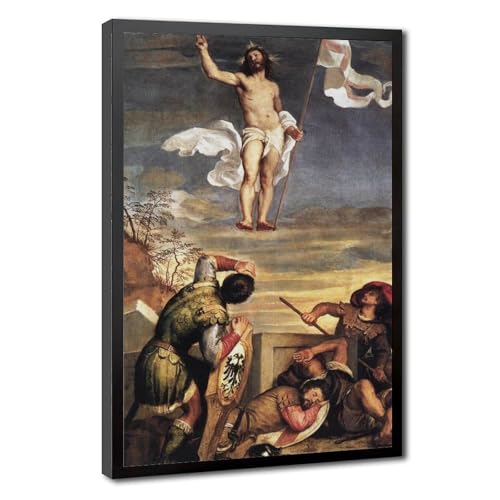 The Resurrection by Titian poster impression sur toile avec cadre à suspendre 20x30 cm