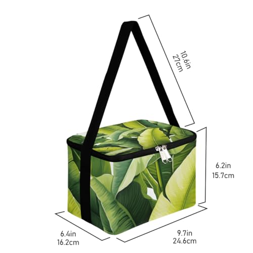 GzLeyigou Lunch Bags for Women Men 9 Cans,Summer Tropical Palm Leaves Hot & Cold Food Delivery Bag Insulated Grocery Bag Insulated Lunch Box Green Leaves Cooler Bag for Office Work Picnic Beach