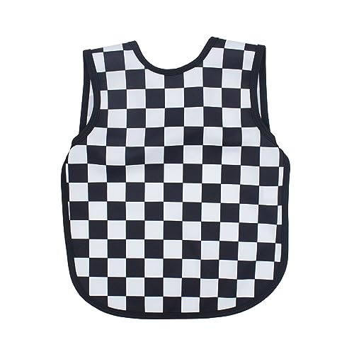 Image of BapronBaby Black Checkerboard Bapron - No Neck Tie Safer Bib for Baby & Toddler - Soft Waterproof Stain Resistant - Machine Washable - Sz Baby/Toddler 6m-3T