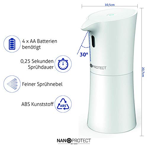 Nanoprotect Automatischer Desinfektionsspender + 1 Liter Handdesinfektion | Berührungslos mit Infrarot Sensor | 500 ml… – Bild 5