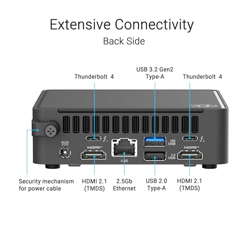 Image of ASUS NUC 15 Pro Slim Barebones Mini PC with Intel Series 2 Core Ultra 5 225H, up to 96GB DDR5 RAM, Dual Storage, Thunderbolt 4, Wi-Fi 7 & Bluetooth 5.4, Toolless Chassis Access, VESA Mount Included