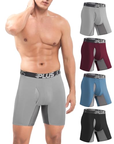 Boxer Briefs for Men Pack Breathable Mesh, Men's Underwear Moisture Wicking, Boxers for Men Pack 4 with 3D Pouch