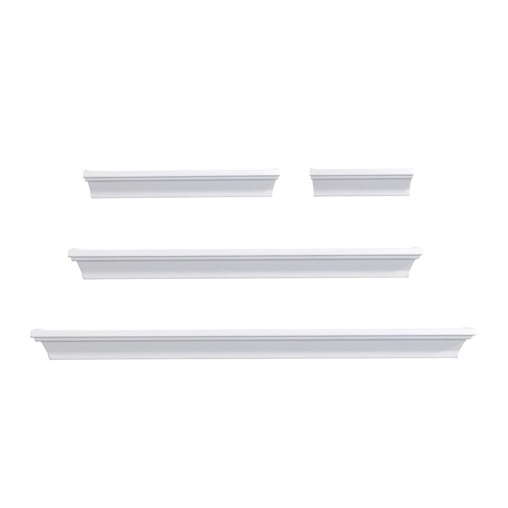 Melannco Floating Wall Shelves For Bedroom, Living Room, Bathroom, Kitchen, Nursery, Set Of 4, White, 4 Count