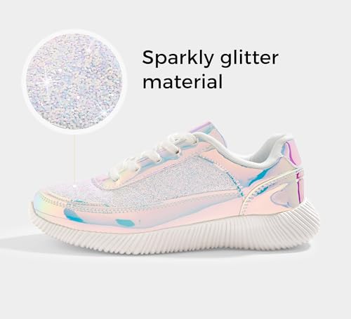Image of BELOS Women's Glitter Shoes Sparkly Lightweight Metallic Sequins Tennis Shoes Casual Retro Braided Walking Shoes