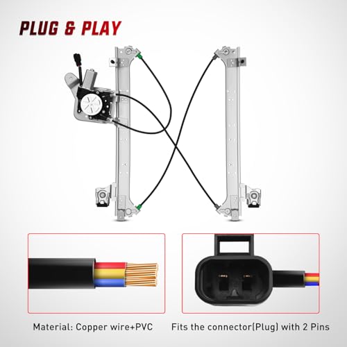 Image of Nilight 741-578 Window Regulator and Motor Rear Driver Side,Compatible with Cadillac Escalade /Chevy Avalanche /Silverado /GMC Sierra Yukon 1500 2500 3500 2000 2001 2002 2003 2004 2005 2006 2007