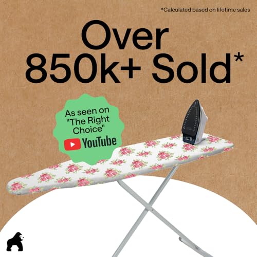 Image of Gorilla Grip Reflective Silicone Ironing Board Cover, 15x54, Fits Large and Standard Boards, Pads Resist Scorching and Staining, Elastic Edge Covers, Thick Padding, No Fasteners Needed, Pink Floral