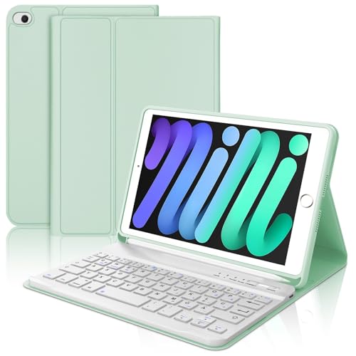 WAVATA Tastatur Hülle für iPad mini 5/4/3/2/1, Deutsch QWERTZ Layout Tastatur für iPad mini 5 2019/ iPad mini 4 2015 Tastatur Abnehmbarer Kabellose, Grün