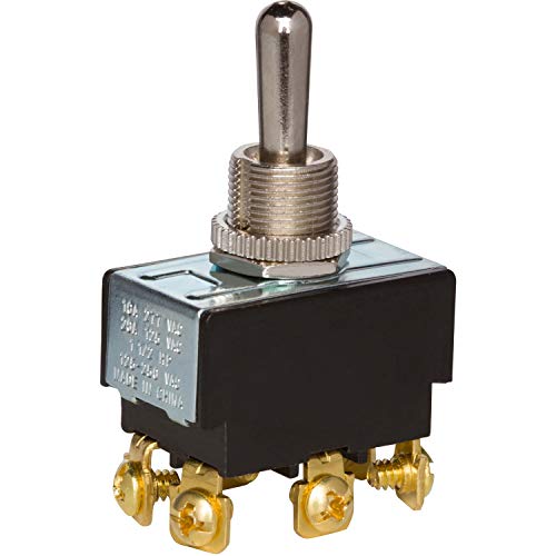 Morris Products 2 Pole Toggle Switch – Heavy Duty, DPDT On-Off-On 6 Screw Terminals – Three Positions – Solid Brass, Nickel Plated Bushings - 100,000 Mechanical Life Cycles – CURus Listed, (70110)