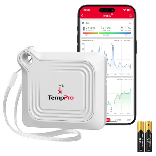 TempPro TP351 Higrómetro Bluetooth Termómetro Interior Humedad, 1 Pieza