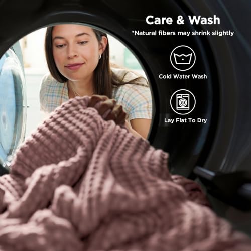 Image of Bedsure Cooling Cotton Waffle Queen Size Blanket - Lightweight Breathable Blanket of Rayon Derived from Bamboo for Hot Sleepers,Spring Pink, 90x90 Inches