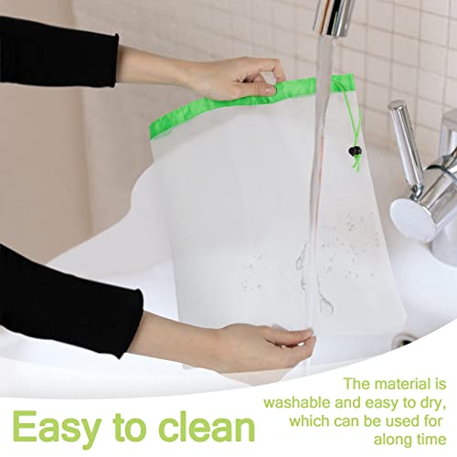 maqihan 12pcs reusable produce bags - mesh produce bags drawstring reusable washable vegetable storage bags refrigerator keep fresh grocery food fruits veggie green net bag toy storage zero waste shop