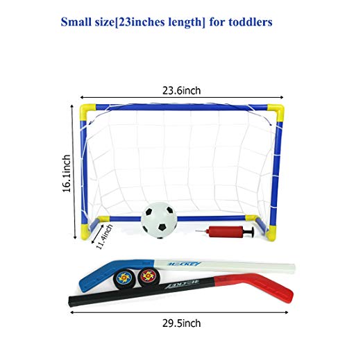 RuiyiF Kids Soccer Goal, 2-in-1 Soccer Goal Net Ice Hockey Puck Set for Kids Toddlers Indoor Outdoor Backyard - Thumbnail 4