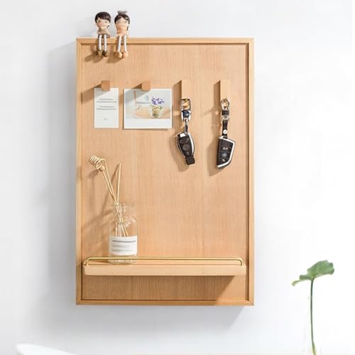 Wooden Electric Meter Box Cover with Shelf & Hooks, Decorative Breaker Panel Cabinet, Creative Wall-Mounted Fuse Box Cover - Brown (15.7" x 23.6")