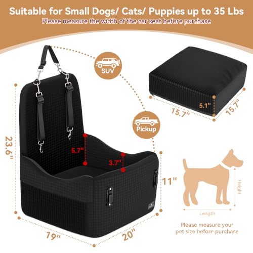 PETSFIT Dog Car Seat with Patented Safety System, 5" Elevated Cushion - Image 5