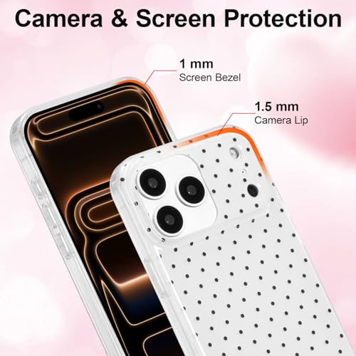 QLTYPRI for iPhone 17 Pro Case, Cute Polka Dot Pattern Aesthetic Phone Case, Raised Camera Protection Durable TPU Slim Shockproof Protective Phone Cover for Girls Women - White - Image 3