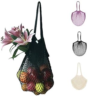 3 PCS String Bag, Reusable Net Cotton String Shopping Bag Portable Organic Grocery Shopping Bags Washable String Market Tote Bags Mesh Produce Bag Beach Toy Turtle Bags for Vegetable Fruit Storage