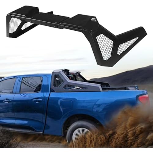 Roll Bar for Universal Pickup Truck, Extendable Chase Rack Sports Bar Roll Cage Compatible with F150 Sierra Silverado Ram Tundra Gladiator Tacoma, Include 4 Tail Lamp, Matte Black