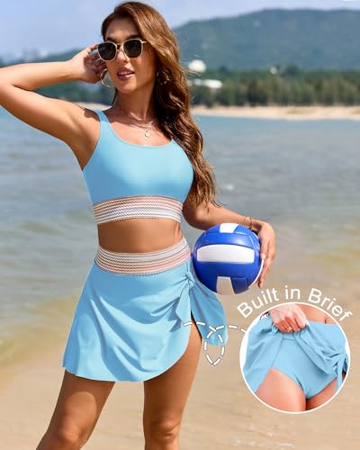 High Waisted Bikini Sets for Women with Skirts - Tummy Control Swimsuit Swim Suit 2025 Two Piece Bathing Suit Teens4