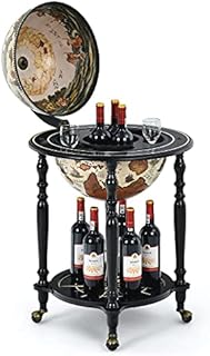 COSTWAY 330MM/360MM/400MM Globe Drink Cabinet Bar Wine Italian Beverage Bottle Stand, Wooden Mini Bar Cart (Beige, 400MM)