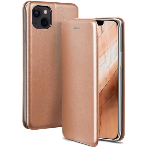 Étui rose gold pour iPhone 14 Plus avec aspect cuir élégant et bumper silicone interne
