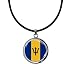 Produktbild metALUm Premium - Kettenanhänger aus verchromten, nickelfreiem Metall "Flagge Barbados" mit edler, hochglänzender Kunstharzbeschichtung und chickem, modernem Halsband aus anschmiegsamem schwarzem Silikon mit feinem Sterlingsilber-Verschluss - tolles Geschenk für Barbados - Fans