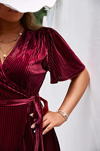 Image of BerryGo Women's Velvet V Neck Wrap Semi Formal Dress Cocktail Party Maxi Dress for Wedding Guest