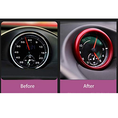 Ramecar Dashboard Center Clock Surrounding Compass Cover Aluminum Ring Emblem Sticker For Porsche 911 718 Cayenne Macan Panamera, Etc.(Red) #TOP5