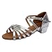 Damen Latin Tanzschuhe Block Heel Peep Toe Riemchensandale Sommer Outdoor Sandals(Silber/Silver,39)