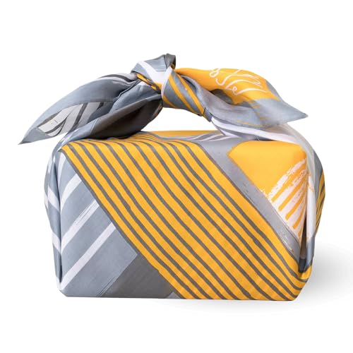 Musubism Furoshiki Wrapping Cloth - Large Eco Bag Reusable Gift Wrap, 100% Japanese Cotton, 100x100 cm, Versatile Fabric for Bento Box Wrapping, Gifts, Tapestry and Scarf (Shoji Moonlight)