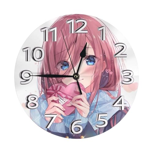 五等分の花嫁 壁掛け時計 ウォールクロック 置き時計 直径25cm インテリア 壁かけ時計 アナログ 静音 連続秒針 Wall Clock 電池式 ベッドルーム 置き掛け兼用 見やすい デスクトップクロック リッピング