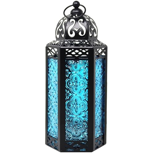 Lanterne in stile marocchino, metallo, Blue, medium