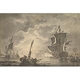 ArtDirect Marine, the Cannon Shot Unframed Art Print Giclee Poster by Johannes Christiaan Schotel - Ready for Framing with Customization Sizes 10x7, 14x9, 20x13, 36x24, 48x32 and 60x40 inches