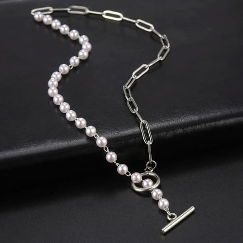 Collier initial en perles de bohème et maille paperclip haute finition