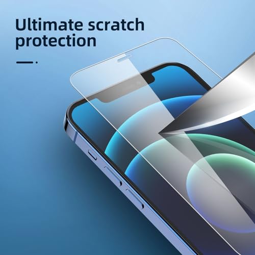 Image of NEW'C for iPhone 12 Screen Protector + Camera Lens Protector Tempered Glass