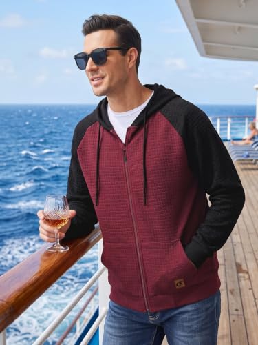 Satankud Men's Jacquard PlaidCloth Zipper Hoodie Sweatshirt — view 3