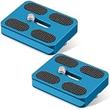 Frienda 2 Pieces Metal Quick Release Plate with 1/4''-20 Camera Screw Tripod Mount Plate Fits Standard for DSLR Camera Tripod Ball Head(Blue,Pu50)