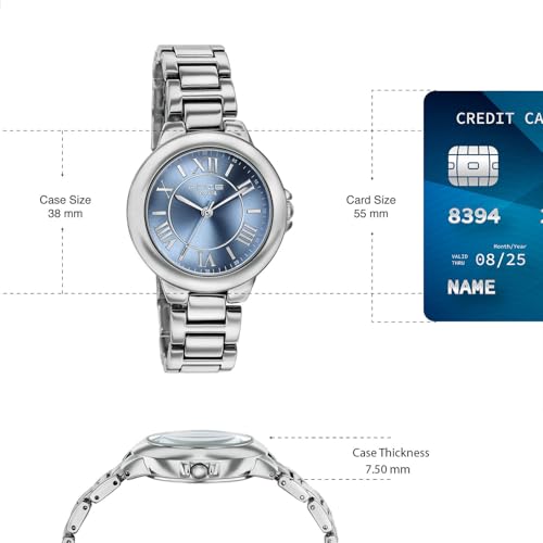 Image of Sonata Poze 8 Quartz Analog with Blue Dial Silver Alloy Strap Watch for Women - SP80158SM01W